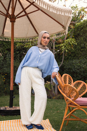 Back-Tie Top in Baby Blue
