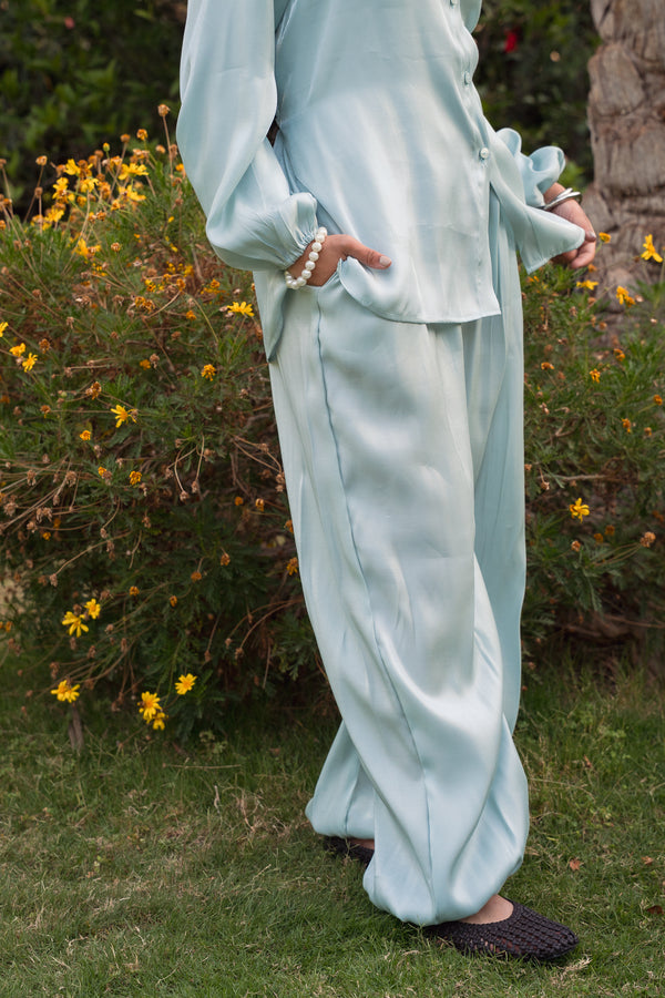 Shimmer Set With Belt in Mint