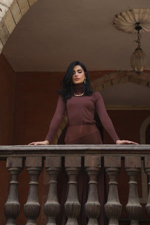 Multi Cut Skirt in Brown