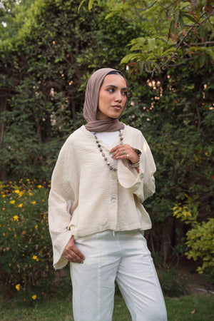 Back-Tie Top in Light Beige