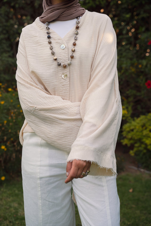 Back-Tie Top in Light Beige