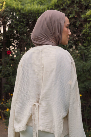 Back-Tie Top in Light Beige