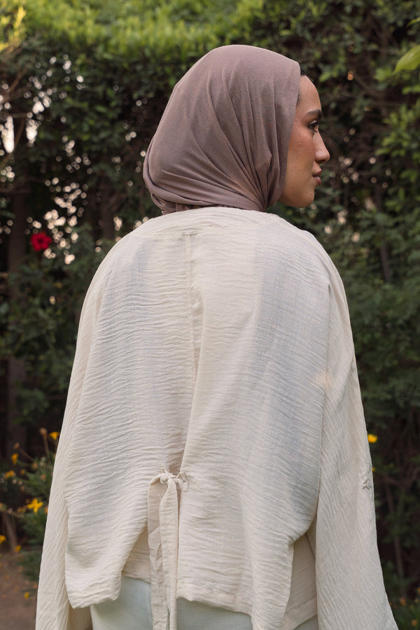 Back-Tie Top in Light Beige