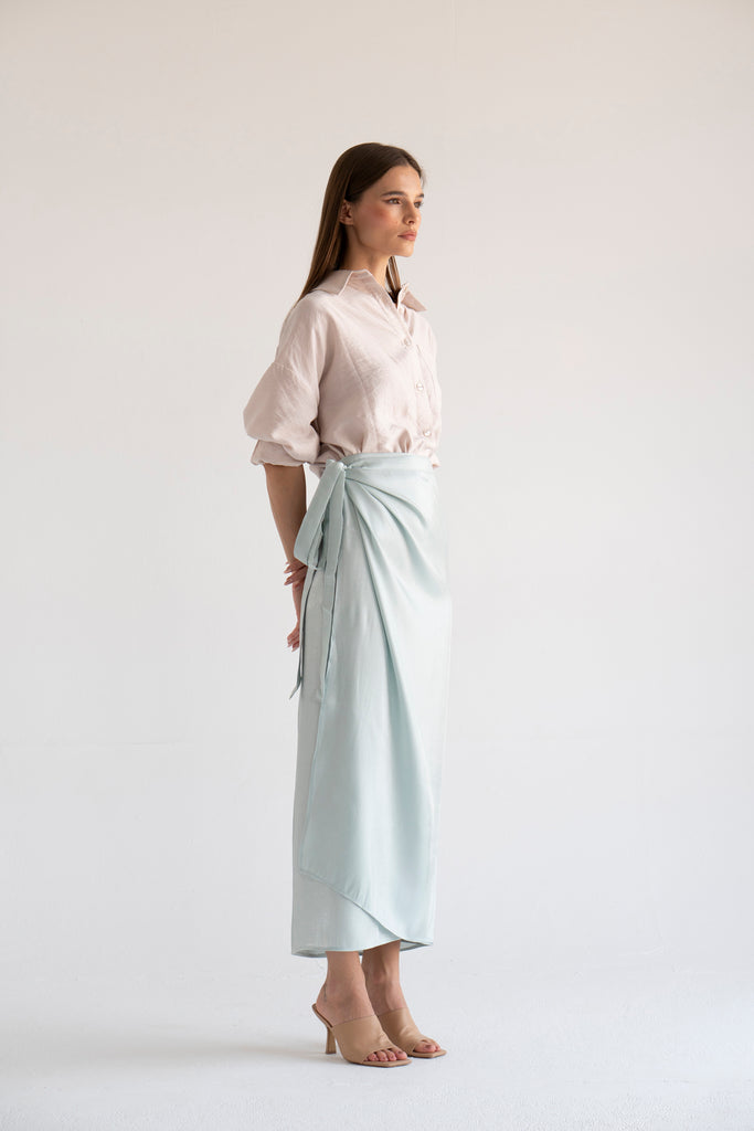 Shimmery Wrap Skirt in Mint