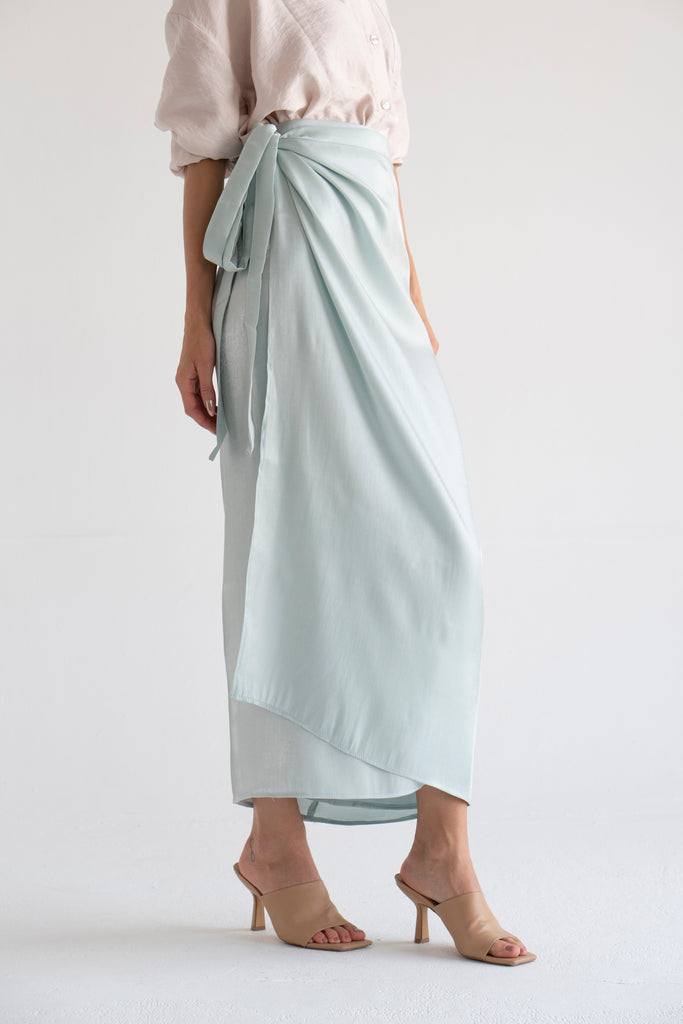 Shimmery Wrap Skirt in Mint
