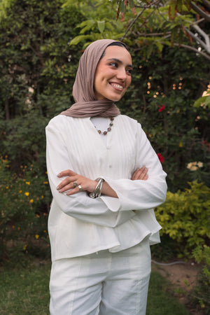 Pleated Linen shirt in White