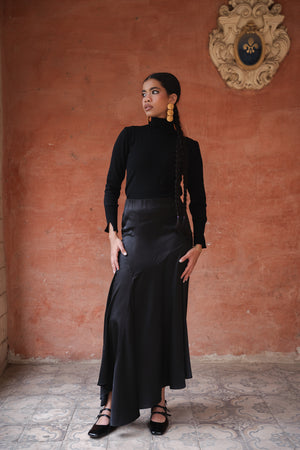 Multi Cut Skirt in Black