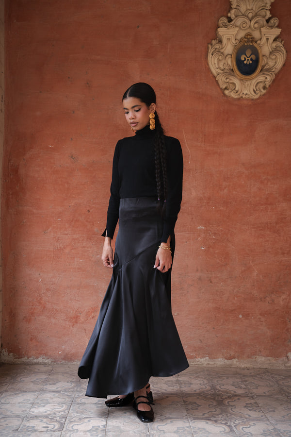 Multi Cut Skirt in Black