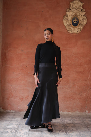 Multi Cut Skirt in Black