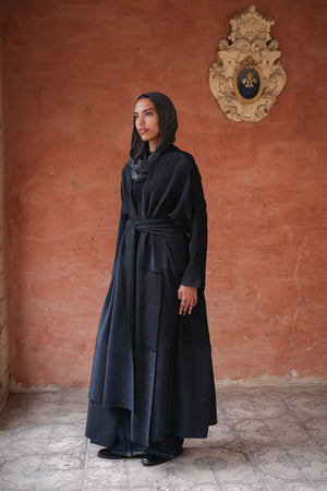 Pleated Kaftan in Black