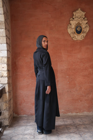 Pleated Kaftan in Black