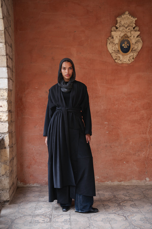 Pleated Kaftan in Black