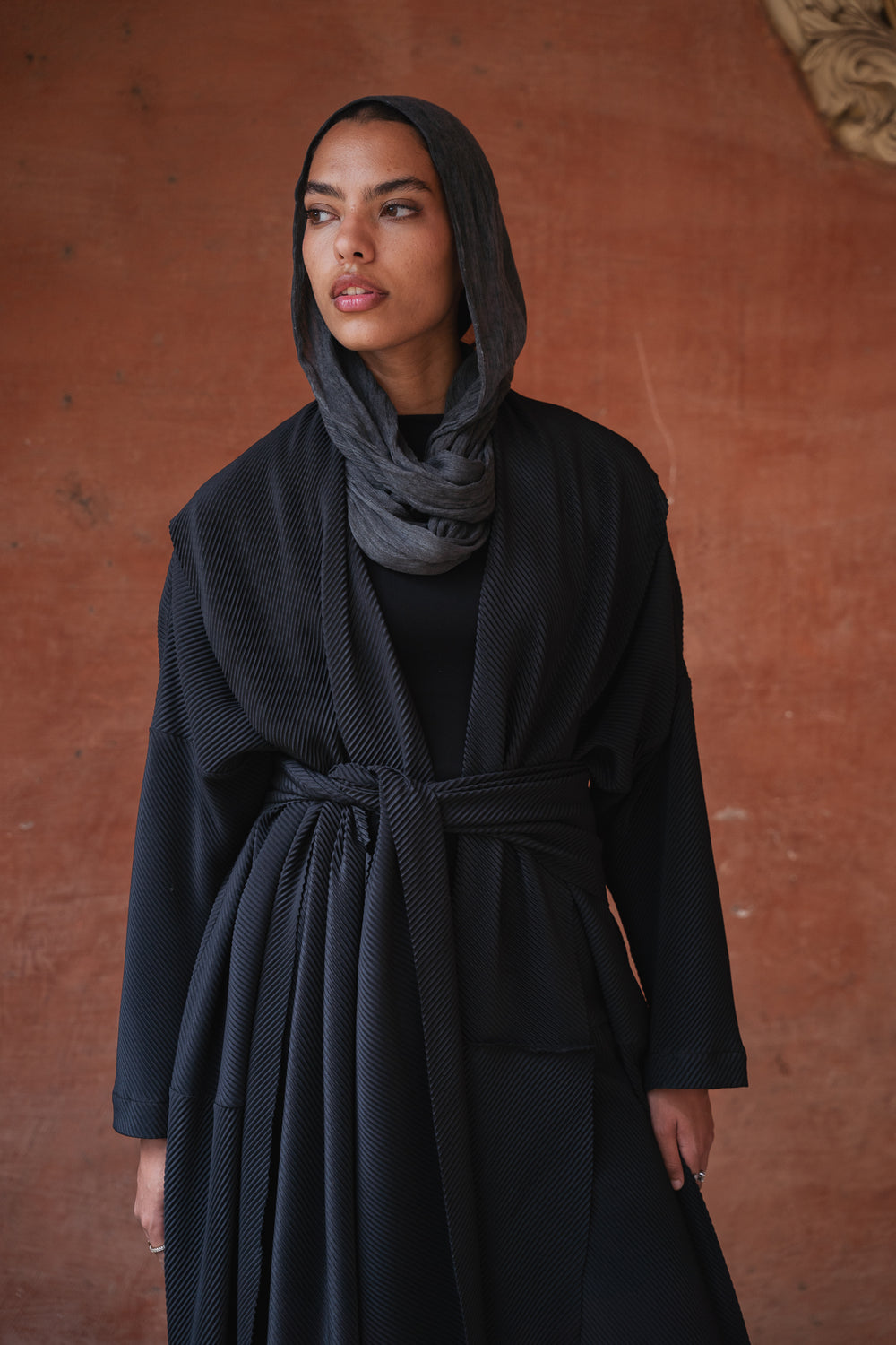 Pleated Kaftan in Black