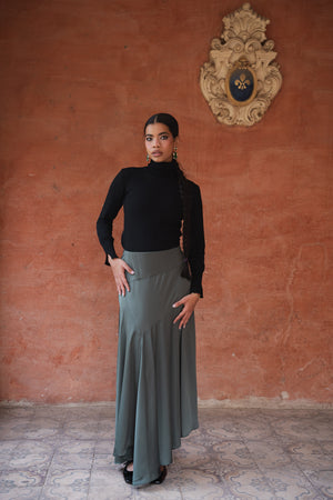 Multi Cut Skirt in Olive