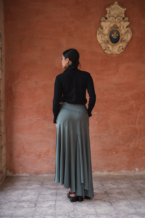 Multi Cut Skirt in Olive