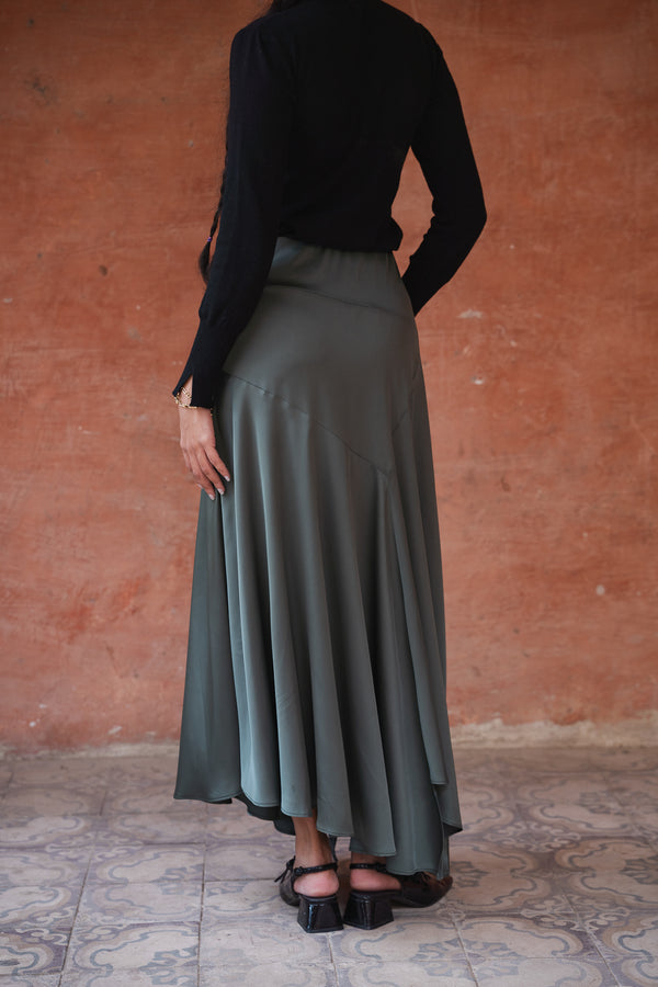 Multi Cut Skirt in Olive