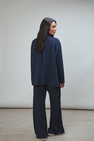 Ultra Soft Single Pleat Set in Navy