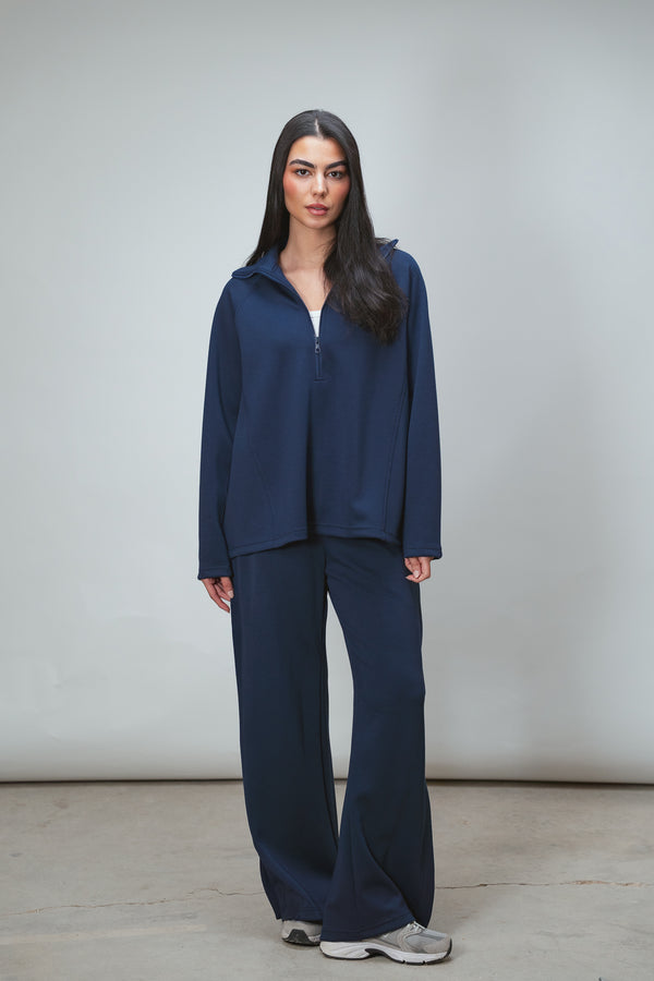 Ultra Soft Single Pleat Set in Navy