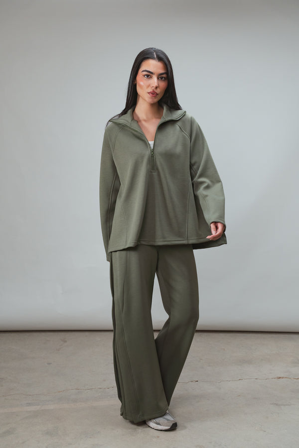 Ultra Soft Single Pleat Set in Olive