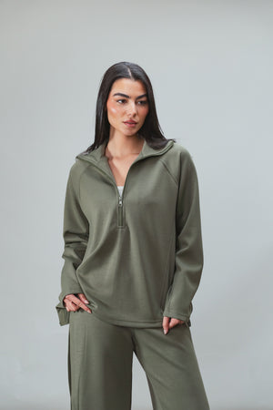 Ultra Soft Single Pleat Set in Olive