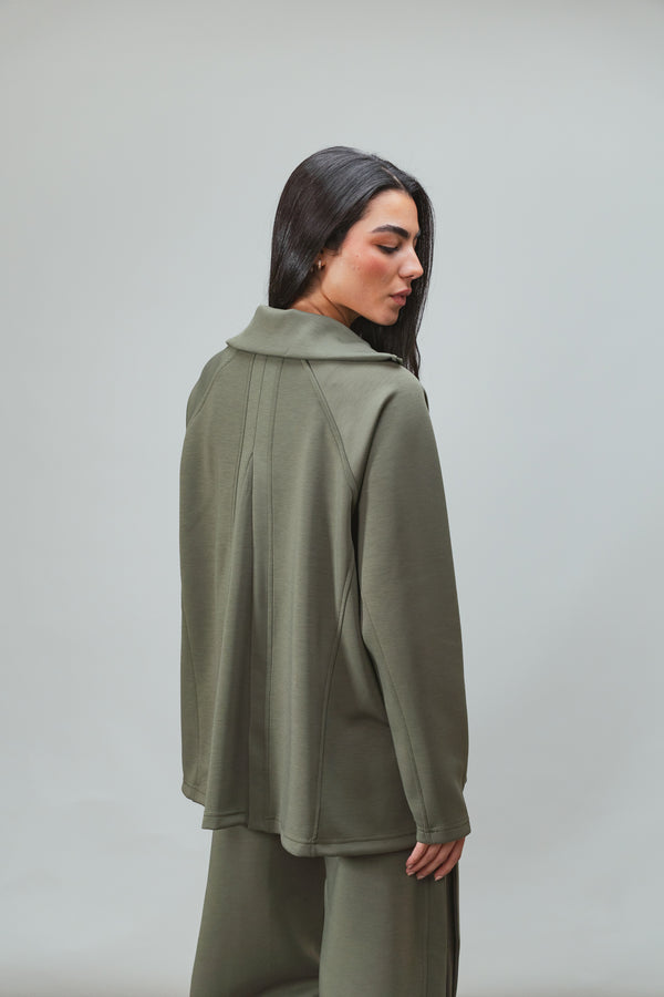 Ultra Soft Single Pleat Set in Olive