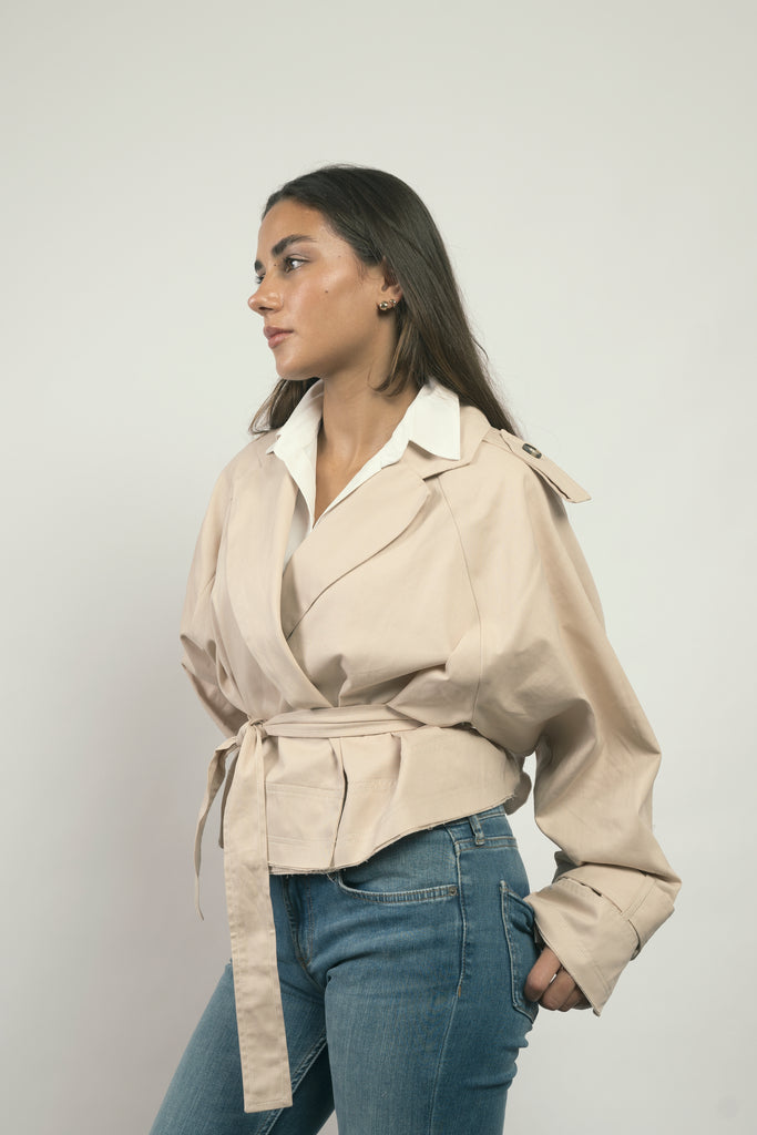 Hit The City Trench Jacket in Beige