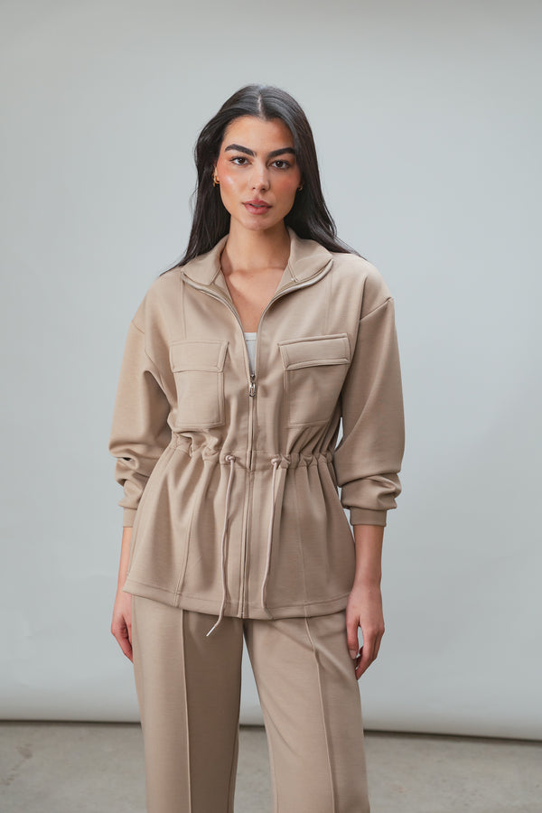 Ultra Soft Drawstring Set in Beige