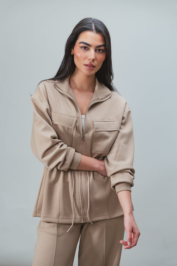 Ultra Soft Drawstring Set in Beige