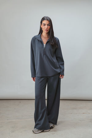 Ultra Soft Single Pleat Set in Steel Blue