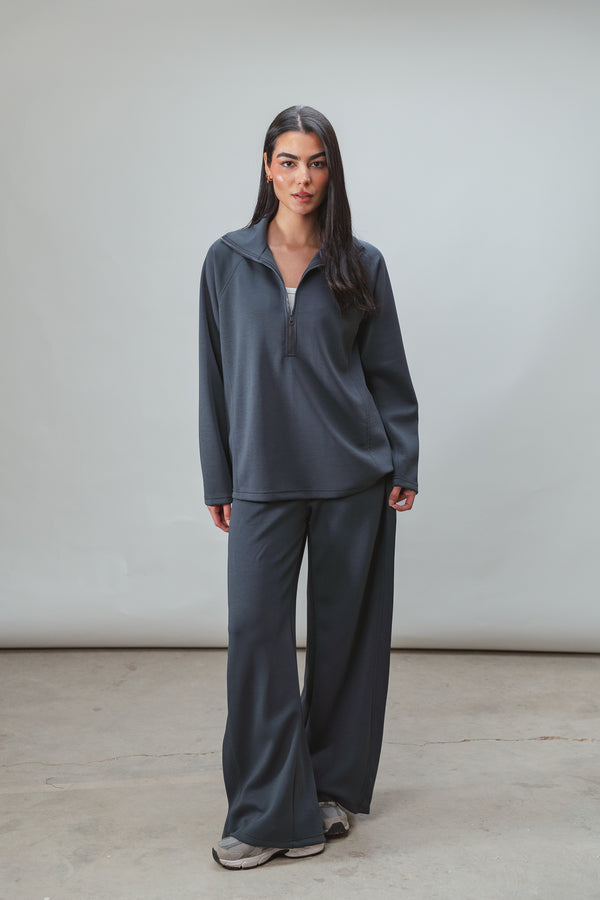 Ultra Soft Single Pleat Set in Steel Blue