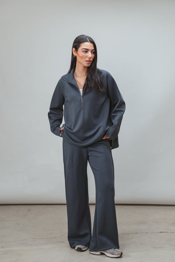 Ultra Soft Single Pleat Set in Steel Blue