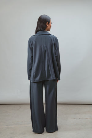 Ultra Soft Single Pleat Set in Steel Blue