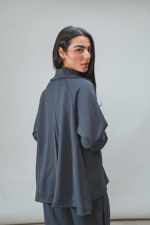 Ultra Soft Single Pleat Set in Steel Blue