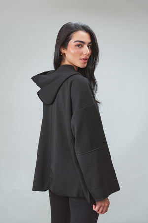 Ultra Soft V-Neck Hoodie in Black