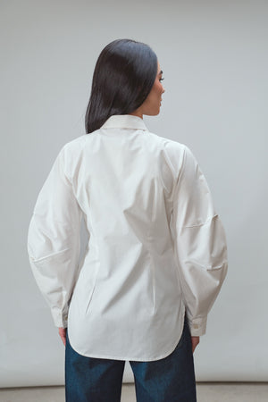 Multicolored Button Up Shirt in White