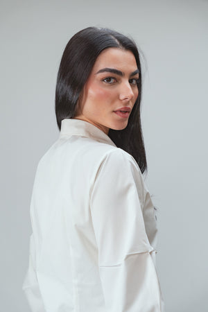 Multicolored Button Up Shirt in White