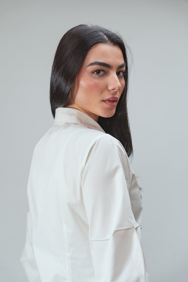 Multicolored Button Up Shirt in White