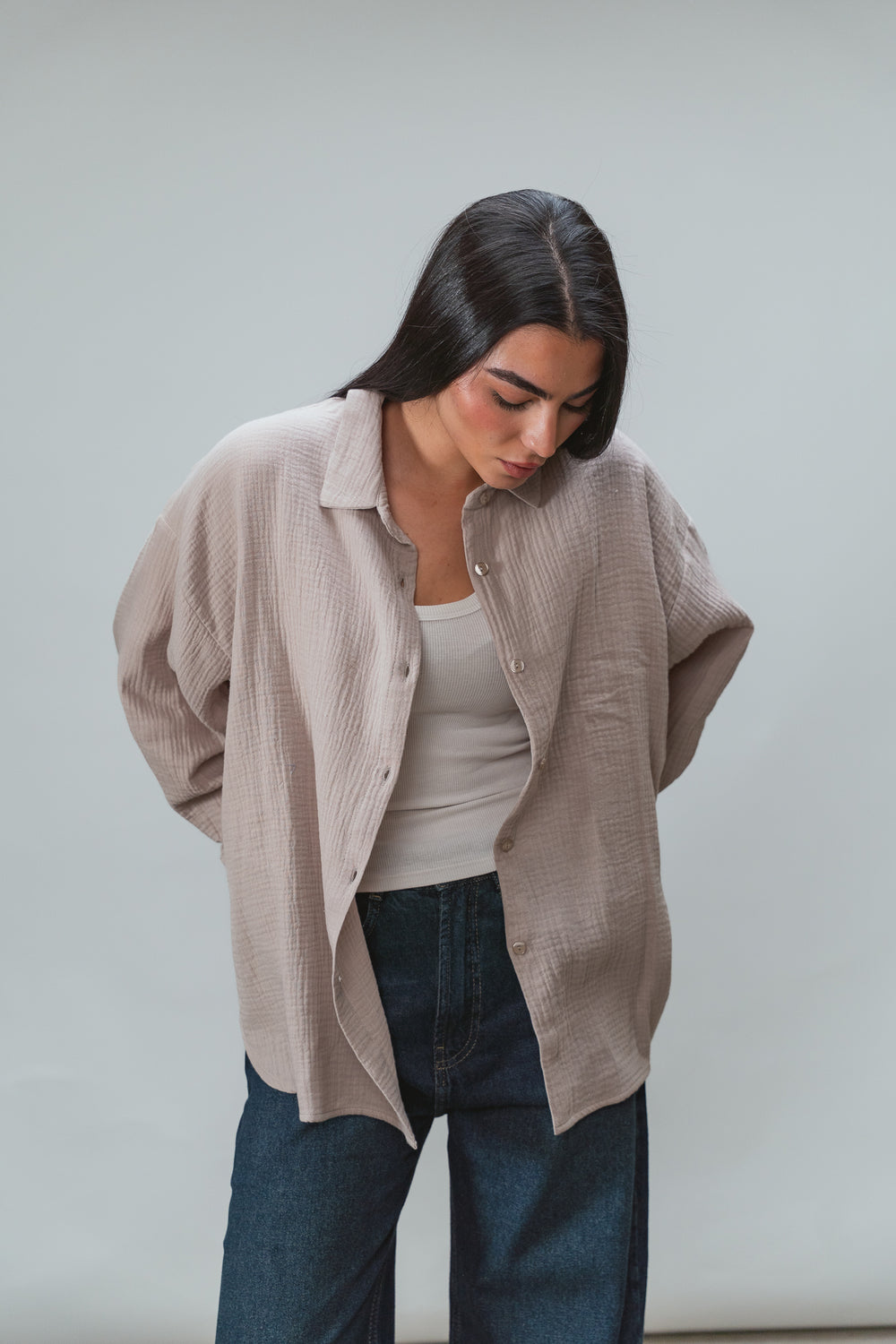 Cotton Muslin Shirt in Cafe