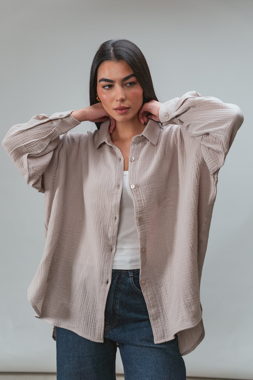 Cotton Muslin Shirt in Cafe