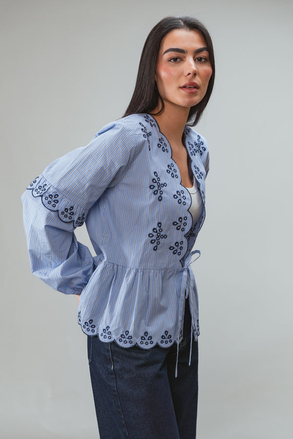 Tied Embroidered Top