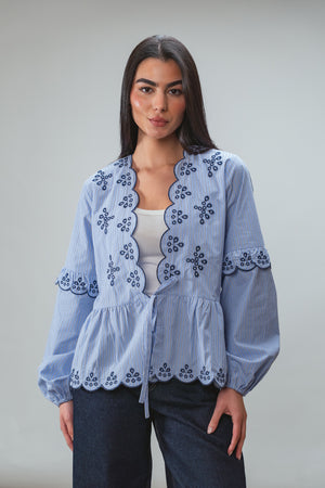 Tied Embroidered Top