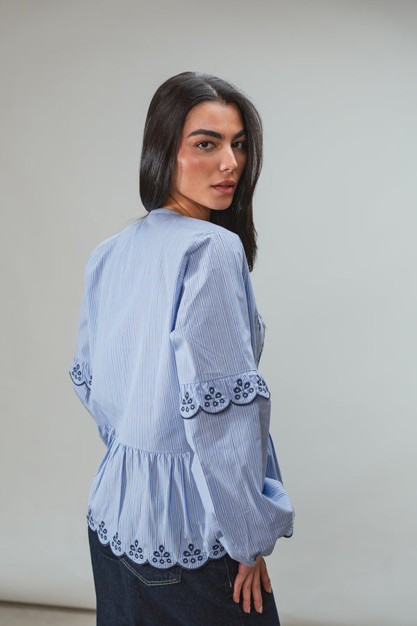 Tied Embroidered Top