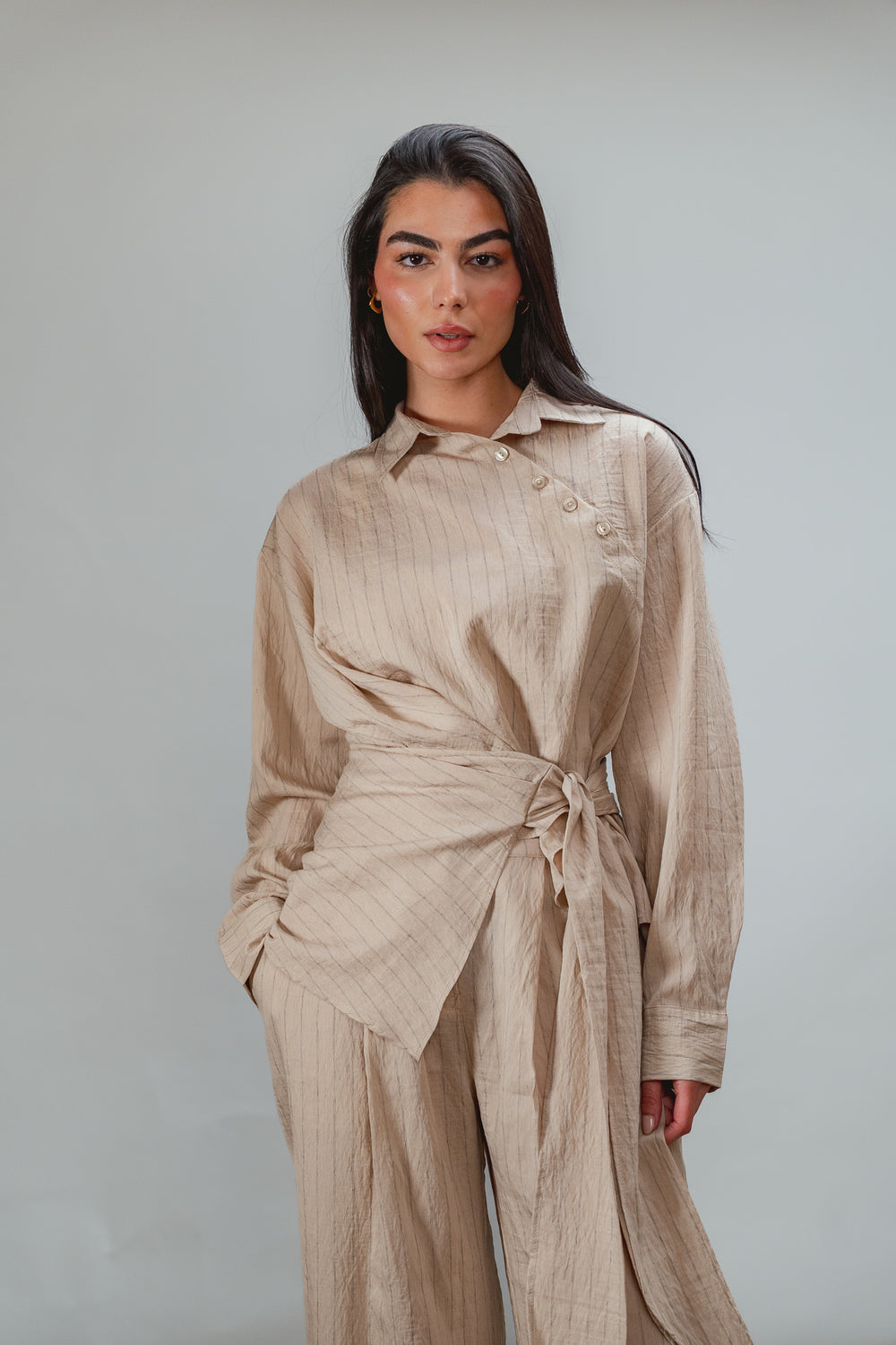 Shifted Top in Beige