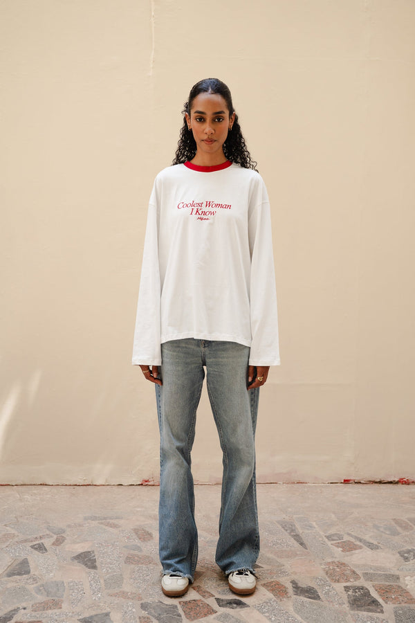 Coolest Woman I Know Long Sleeve T-Shirt In Red