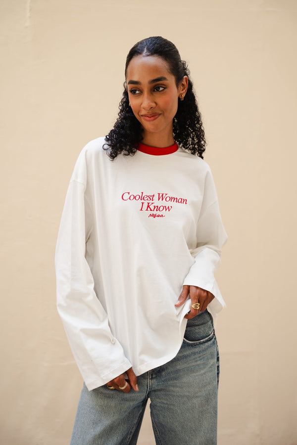 Coolest Woman I Know Long Sleeve T-Shirt In Red