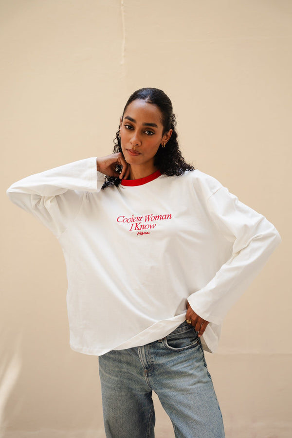 Coolest Woman I Know Long Sleeve T-Shirt In Red