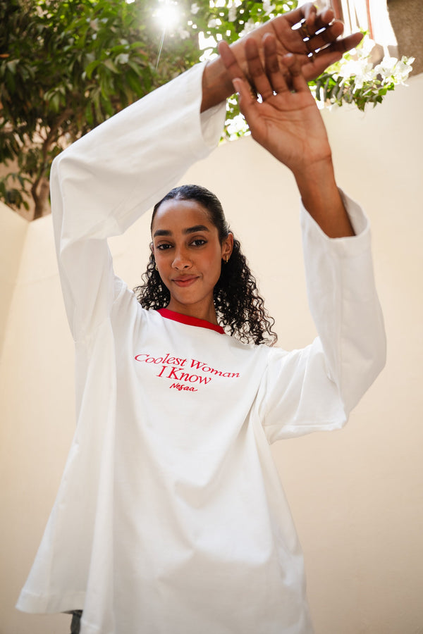 Coolest Woman I Know Long Sleeve T-Shirt In Red