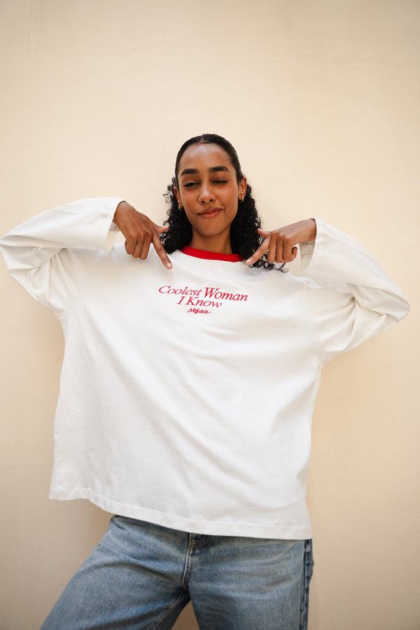Coolest Woman I Know Long Sleeve T-Shirt In Red