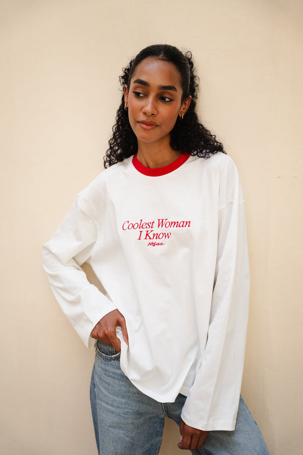 Coolest Woman I Know Long Sleeve T-Shirt In Red