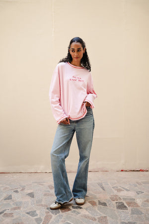 Nesaa Know Best Long Sleeve T-Shirt In Pink